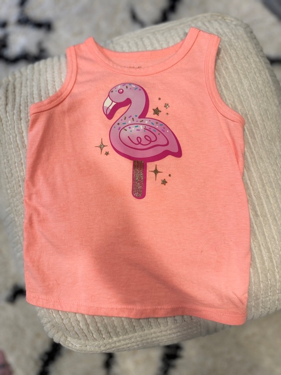 Cat & Jack Other - Cat & Jack Girls 2T Pink Flamingo Tank Top Glitter Graphic Summer Toddler Shirt